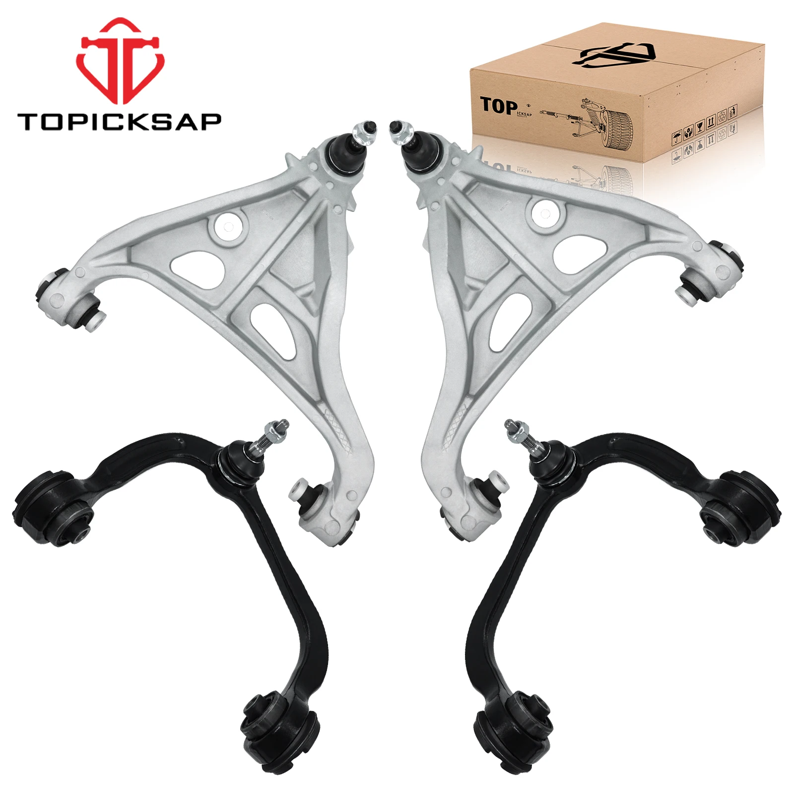TOPICKSAP 4Pcs Front Upper/Lower Control Arm w/Ball Joint for Ford F-150/Lincoln Mark LT 2004-2008 Suspension K80401 K80403