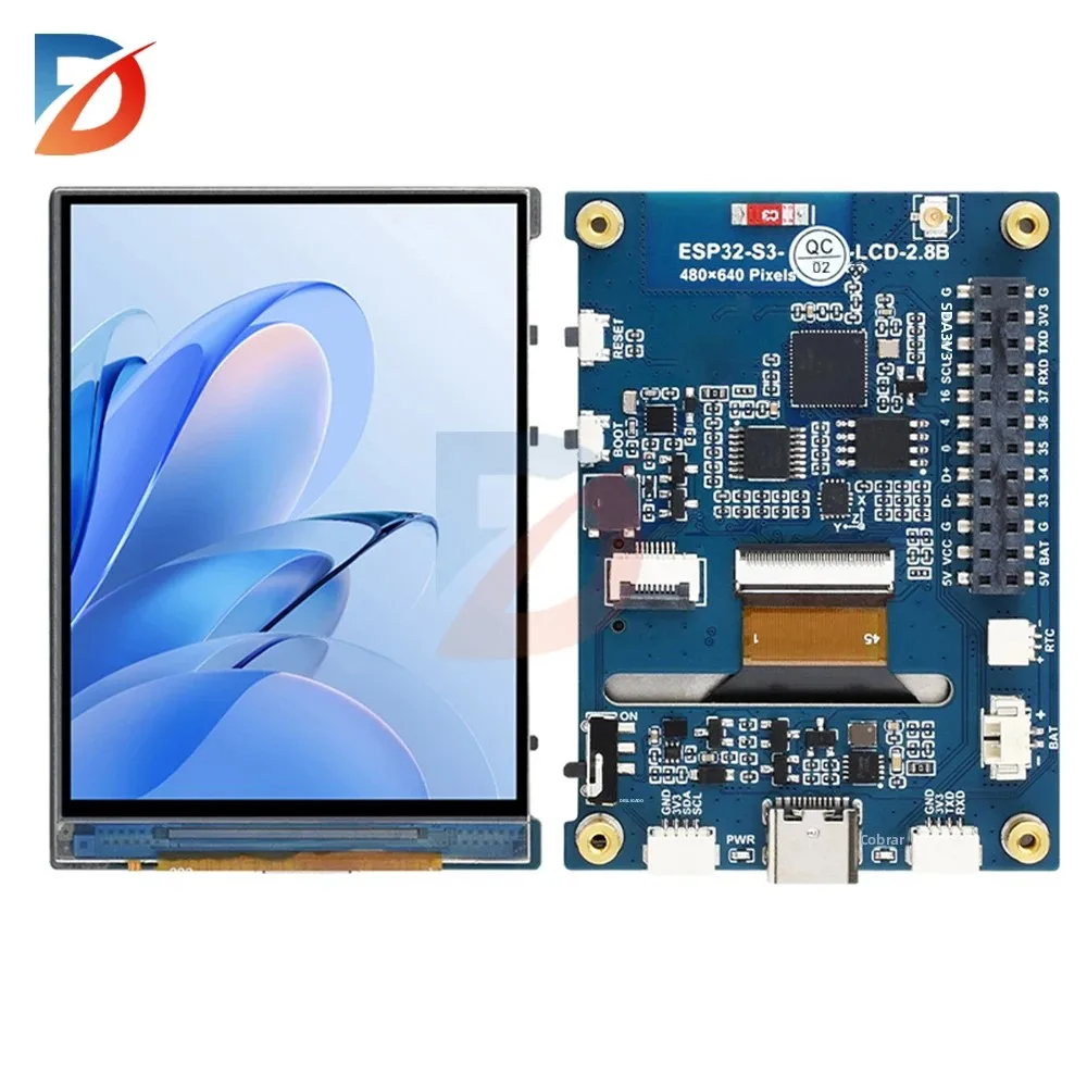 ESP32-S3-Touch-LCD-2.8B com tela sensível ao toque com resolução 480 × 640 tela capacitiva IPS WIFI Placa de desenvolvimento Bluetooth Tipo C
