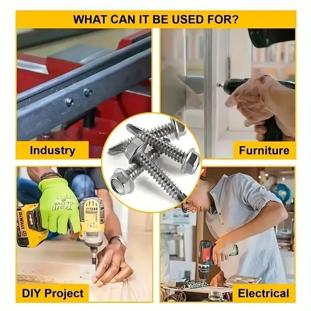 

Набор саморезов, 250 шт., полностью резьбовой саморез из нержавеющей стали 410, высококачественный внешний шестигранный привод