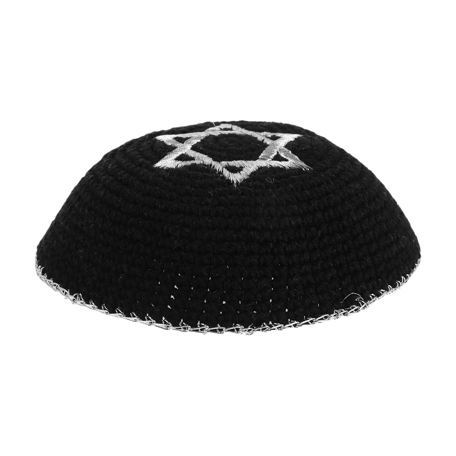 

Traditional Jewish Kippah for Men Lightweight Breathable Cotton Skullcap with Embroidered Star of David Synagogue Shabbat