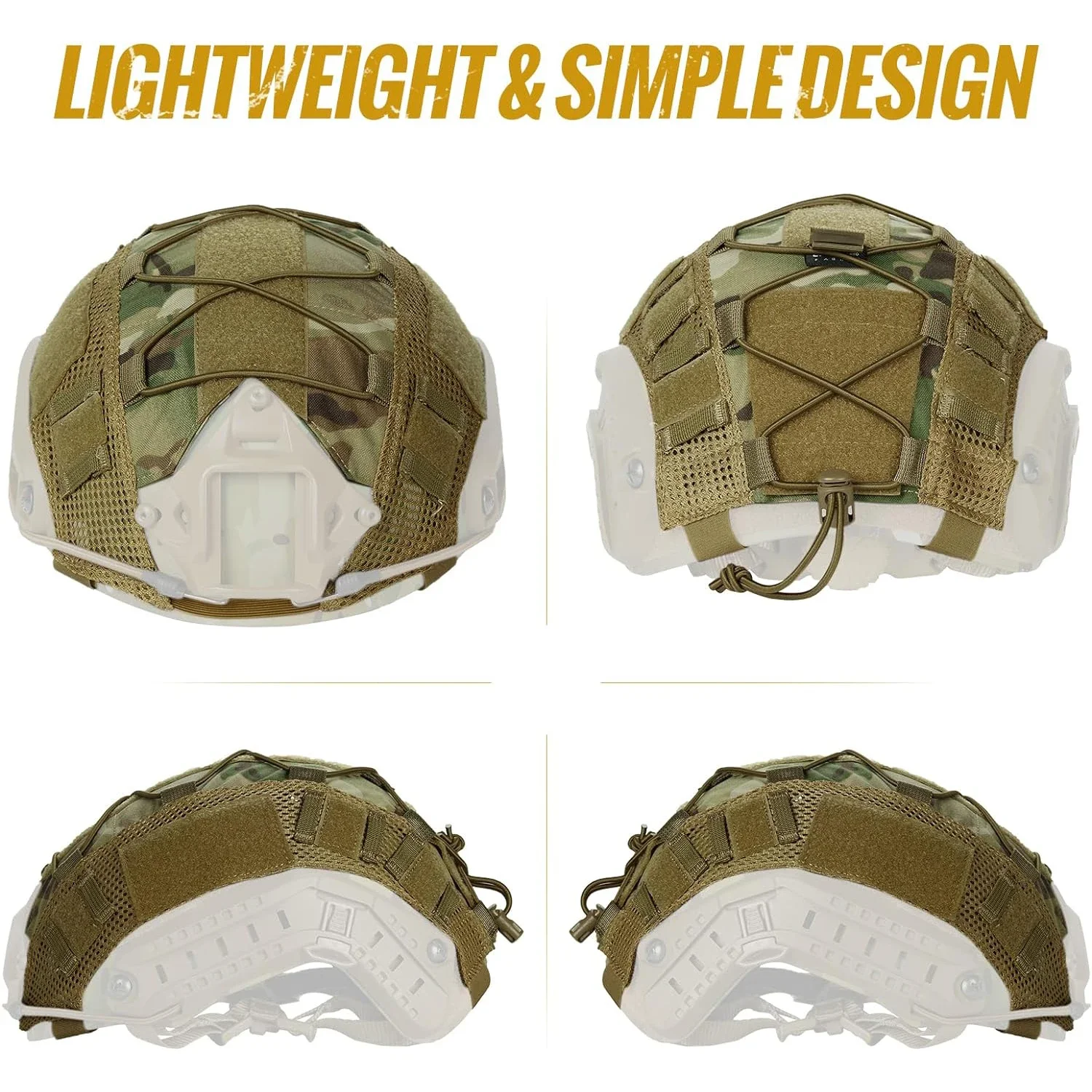 Without Helmet - Tactical Helmet Cover for Fast Helmet Multi-Camo Helmet Cover   Military Paintball Hunting Shooting Gear