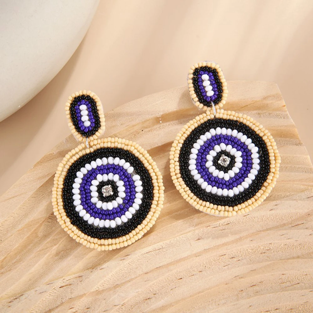 New Arrival Ethnic Women's Jewelry Accessories Bohemia Geometry Disk Fabric Sewing Rotundity Beads Drop Earrings for Women