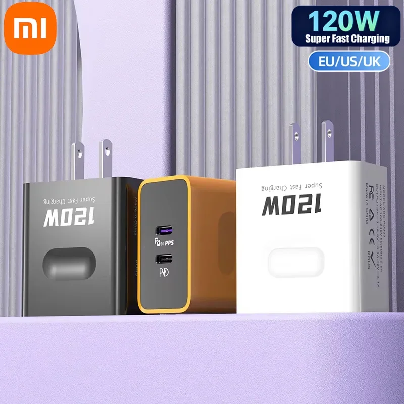 Xiaomi Mijia 120 واط شاحن فائق السرعة PD نوع C شحن سريع 2 منافذ الجدار مهايئ شاحن آيفون هواوي الاتحاد الأوروبي/الولايات المتحدة/المملكة المتحدة التوصيل #2
