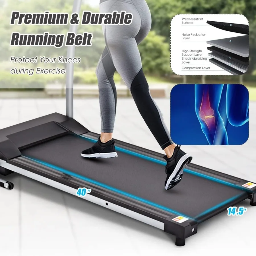 Foldable Freestanding Portable Treadmill with 12 Preset Programs LCD Monitor Built-in Wheels and Pulse Sensor for Home Use in S