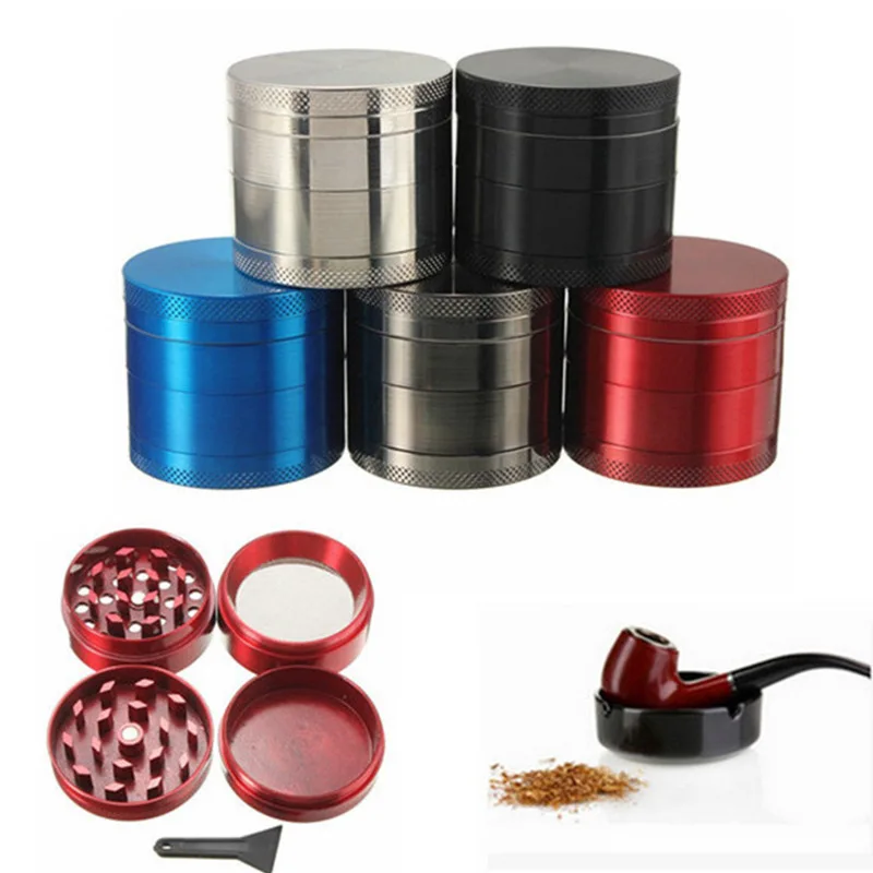 40 mm Metall-Kräutermühle, 4-lagige Gewürz- und Pfeffermühle, rohes Gras, Mörtel, Tabak, Zigarre, Zigarette, Rauchen, Zubehör