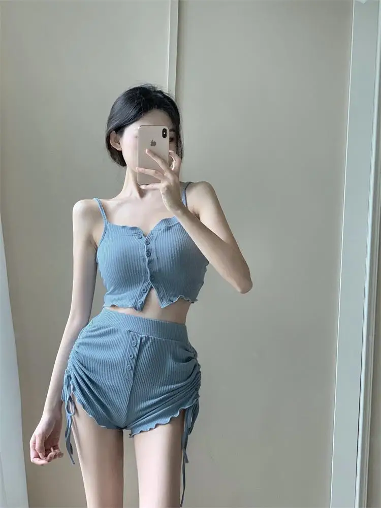 Set Pakaian Musim Panas Hong Kong Sle 2023 Rompi Tali Keinginan Murni Or Baru Set Dua Potong Wanita Kasual Pelangsing