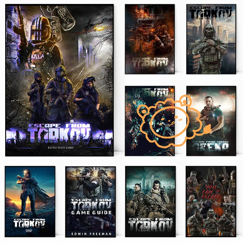 Video Game Escape From Tarkov Poster Anime gunfight Solider Canvas Printing Poster Wall Art Decoration For Home room Decoration