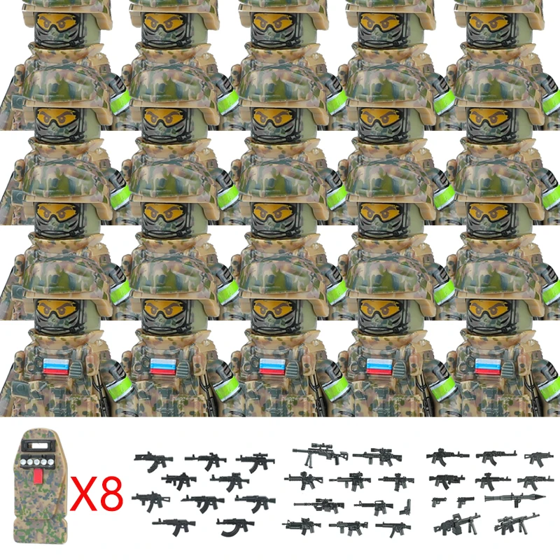 20 pièces figurines de l'armée militaire blocs de construction SWAT fantôme Commando US russie Forces spéciales soldat armes bouclier ceinture briques jouets