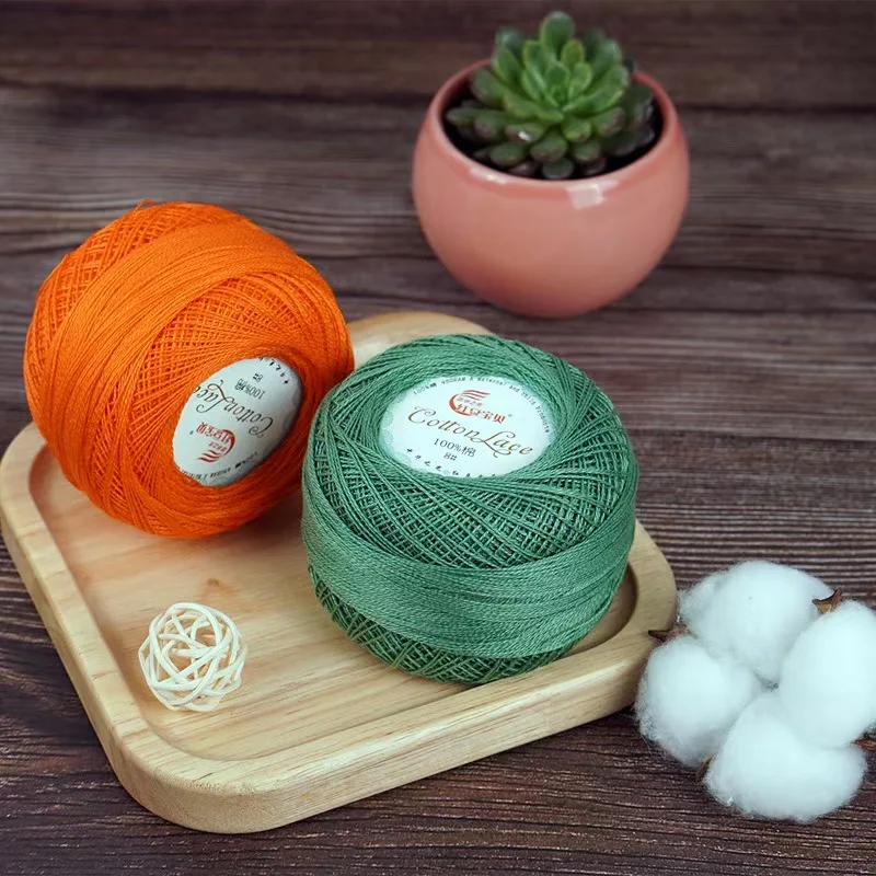 50g/ball Soft 100% Cotton 8# Lace Yarn for Hand Knitting Crochet Thin Thread for DIY Pillow Lace Supplies FZ334