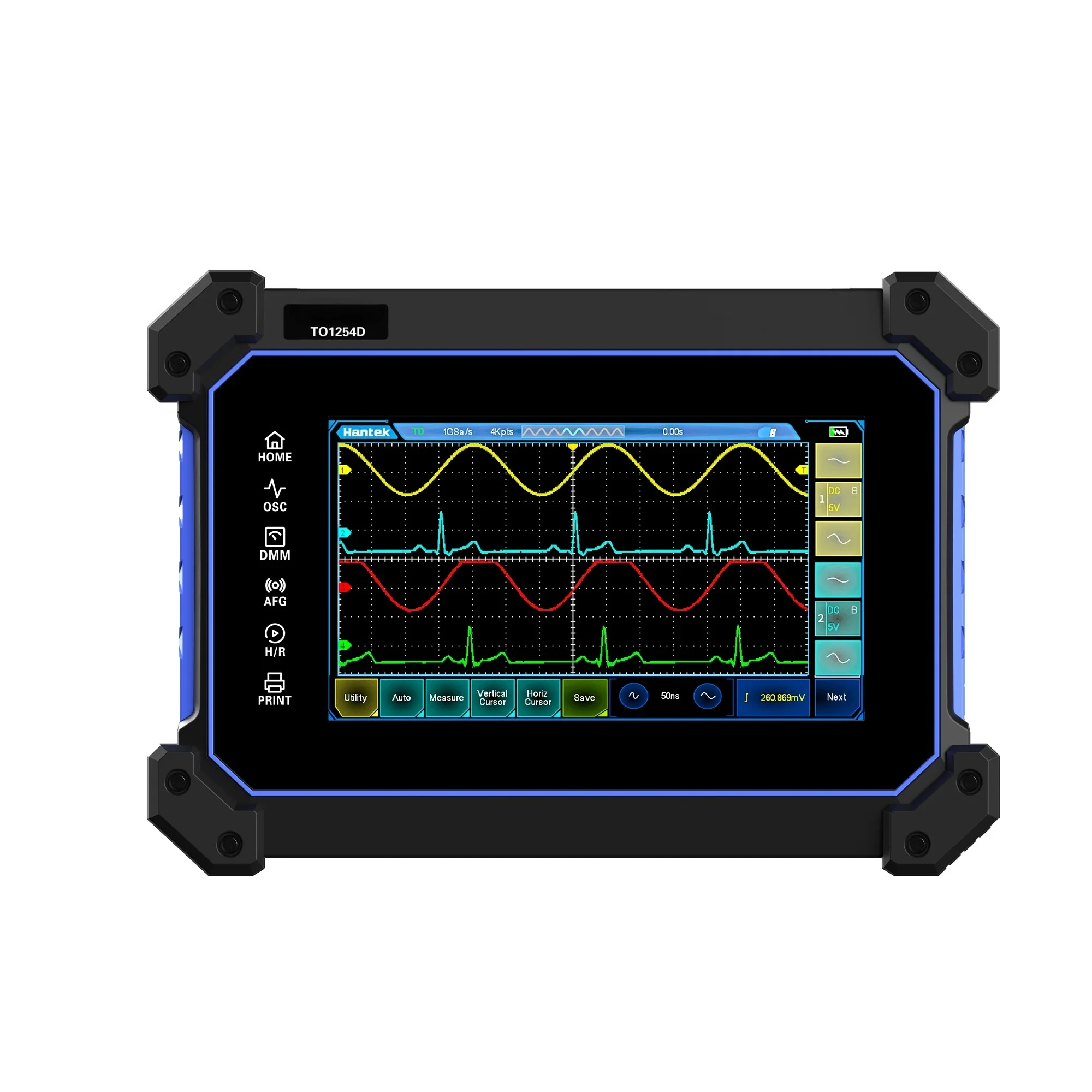 

TO1112D Touch Screen Digital Oscilloscope 2 Channels 110Mhz Hanheld Osciloscopio + Signal Source +Multimeter