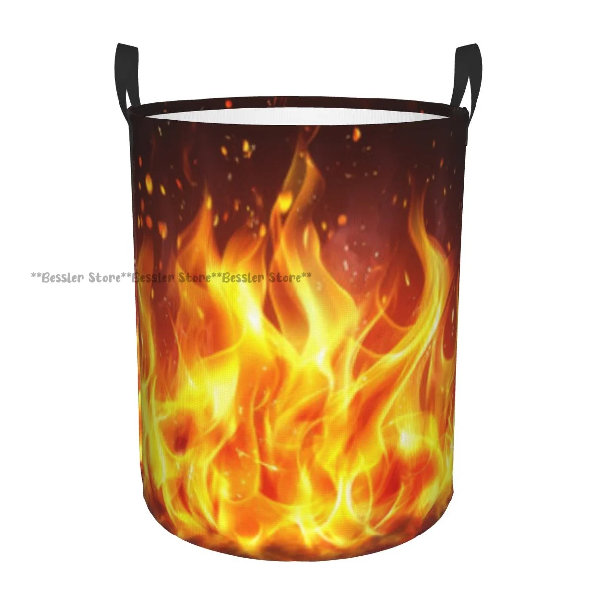 

Bright Fire Flames Laundry Basket Folding Dirty Clothes Toys Storage Bucket Household