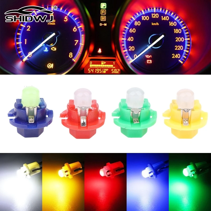 

10Pcs B8.4 LED Car Cob Dash Board Bulb B8.4D BX8.4D Instrument Panel DC 12V Indicator Lamp Light Vehicle Interior Accessories