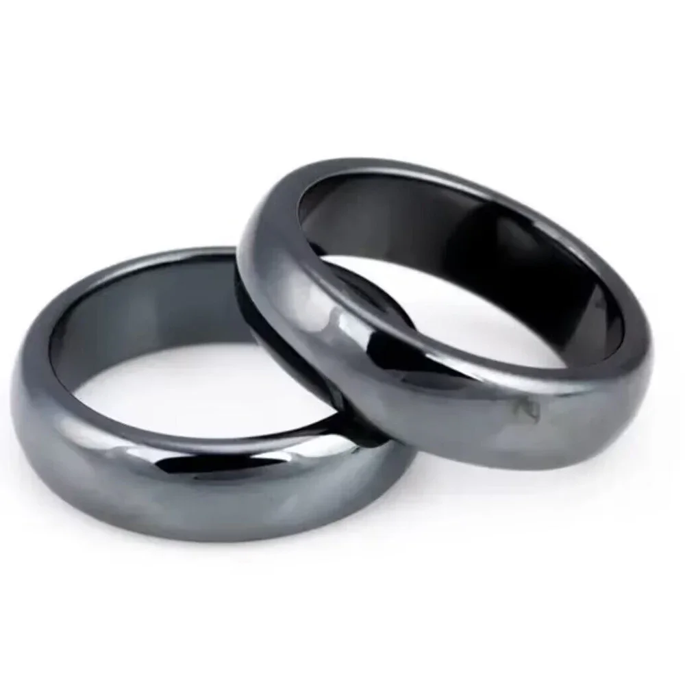 6-12 Sizes Hematite Rings for Women Men Natural Crystals Stones Design Curved Surface Finger Rings Party Jewelry Beautifu Gifts