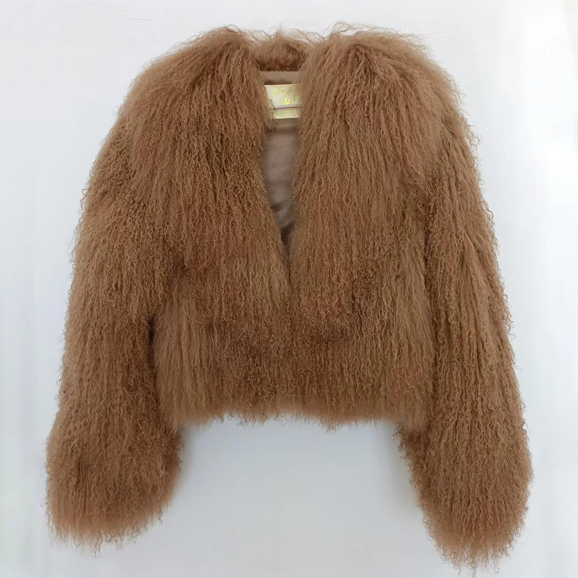 Damen-Jacke aus echtem Mongolei-Schaffell, elegant, weiß, flauschig, solide, verdickt, warm, lange Ärmel, Mäntel, schicker Wintermantel