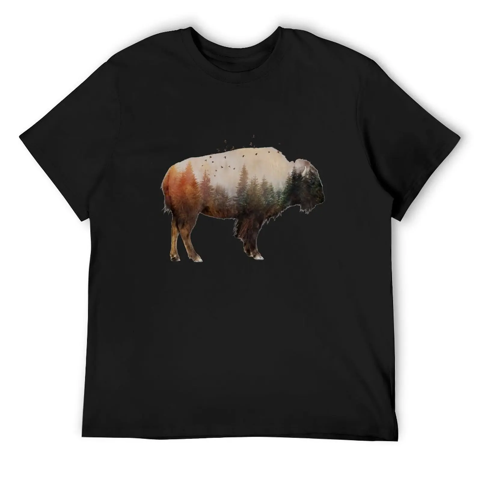 

Bison T-Shirt plain blue lock blue archive boys animal print men t shirts