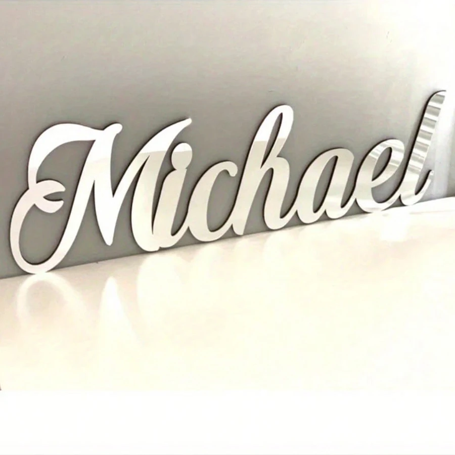 Customized Acrylic Text Logo, Personalized Mirror Reflective Design, Laser Cut Wedding and Party Decoration, Wall Mounted Text D image 5