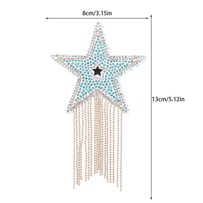 Stylish Crystal Rhinestone Star Tasse Iron On Patches Applique For Clothing Shoe Bag Sticker Jewelry Accessories