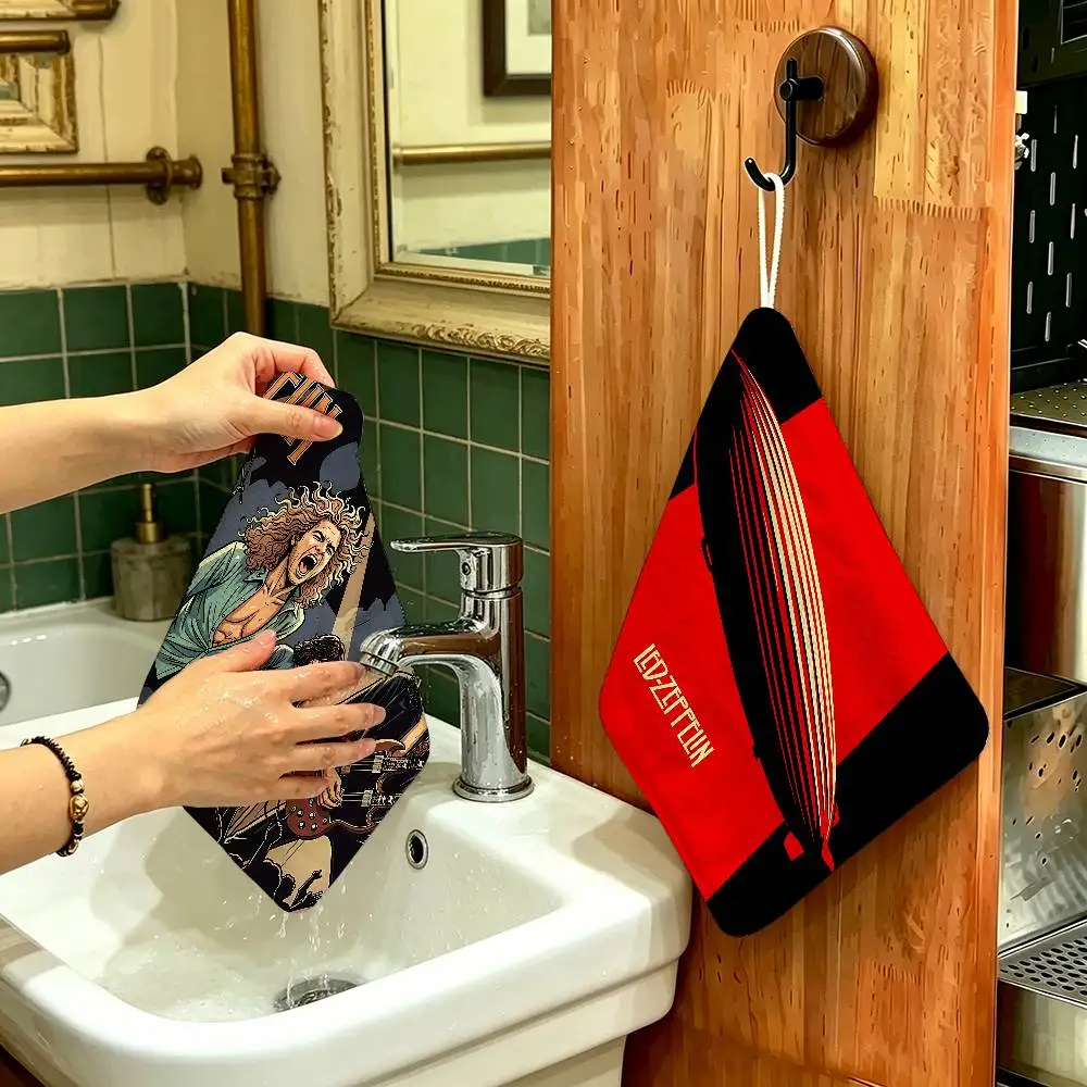 Classic Rock Band L-Led Z-Zeppelin Hanging Style Hand Wiping Towel, Polyester Cotton, Anti-fade for Indoor Kitchen Living Room