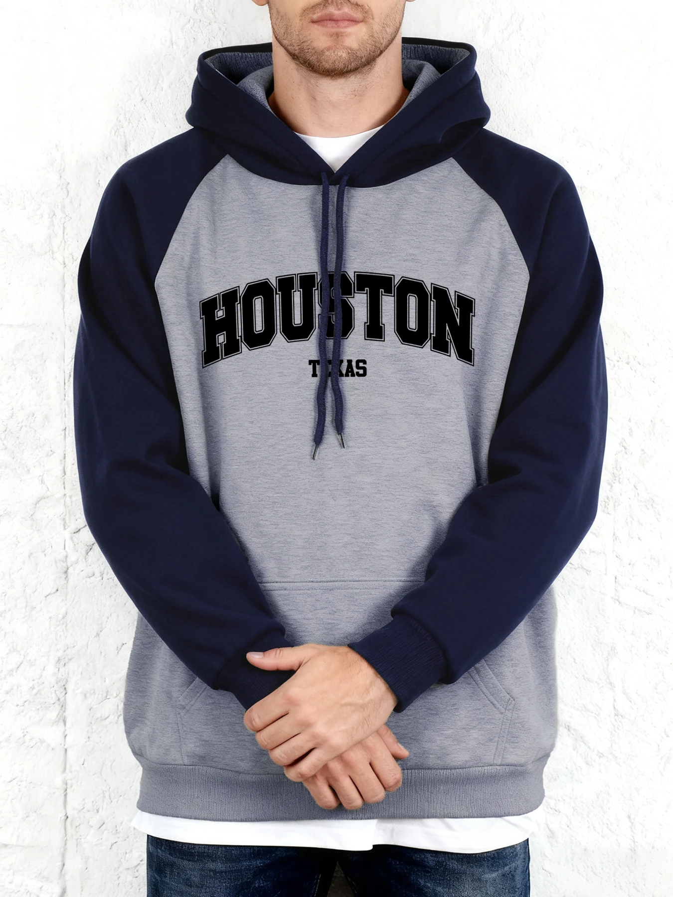 

Houston Texas Art с принтом букв, мужская одежда, флисовая осенняя уличная одежда, повседневные свободные толстовки реглан, модные спортивные толстовки