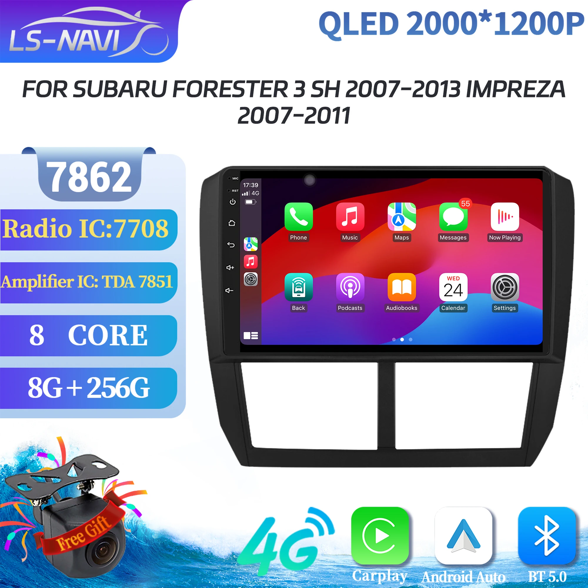

For Subaru Forester 3 SH 2007-2013 Impreza 2007-2011 Car Radio Multimedia Navigation GPS Android 14 7862S 8G 256G 2K QLED Screen