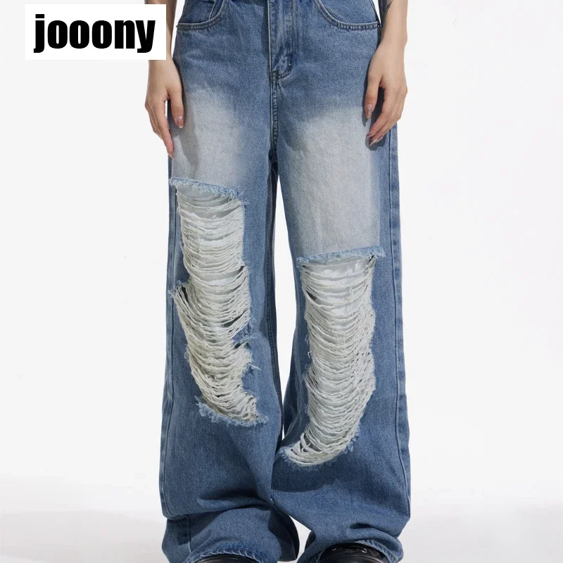 رجل فضفاض ممزق البضائع الجينز خمر 90s التصميم الجمالي الشعور المتقدم سراويل جينز Harajuku كاوبوي السراويل الملابس الكورية #4