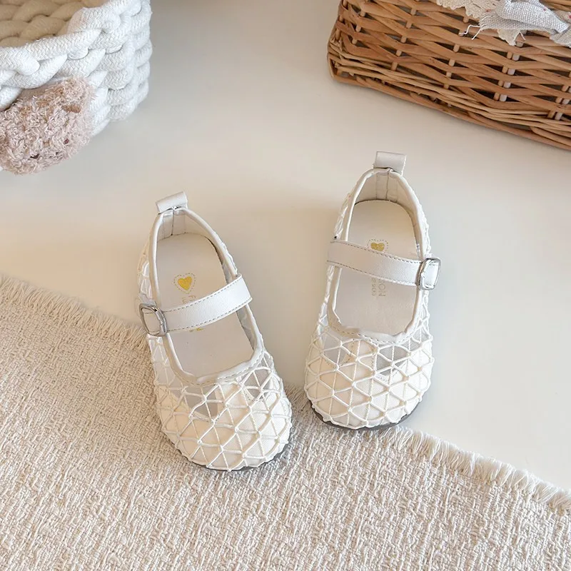 Toddler Girls Mesh Ballet Flats 2026 New Summer Kids Party Dress Shoes Soft Sole Simple Elegant School Performance Dance Shoes