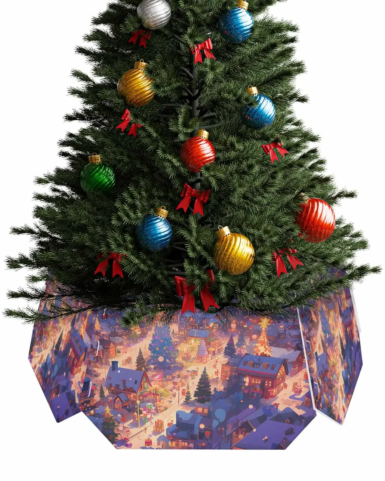 Christmas Street View Christmas Tree Creative Printed stereoscopic Tree Bottom Decoration Festival Party Tree Skirt