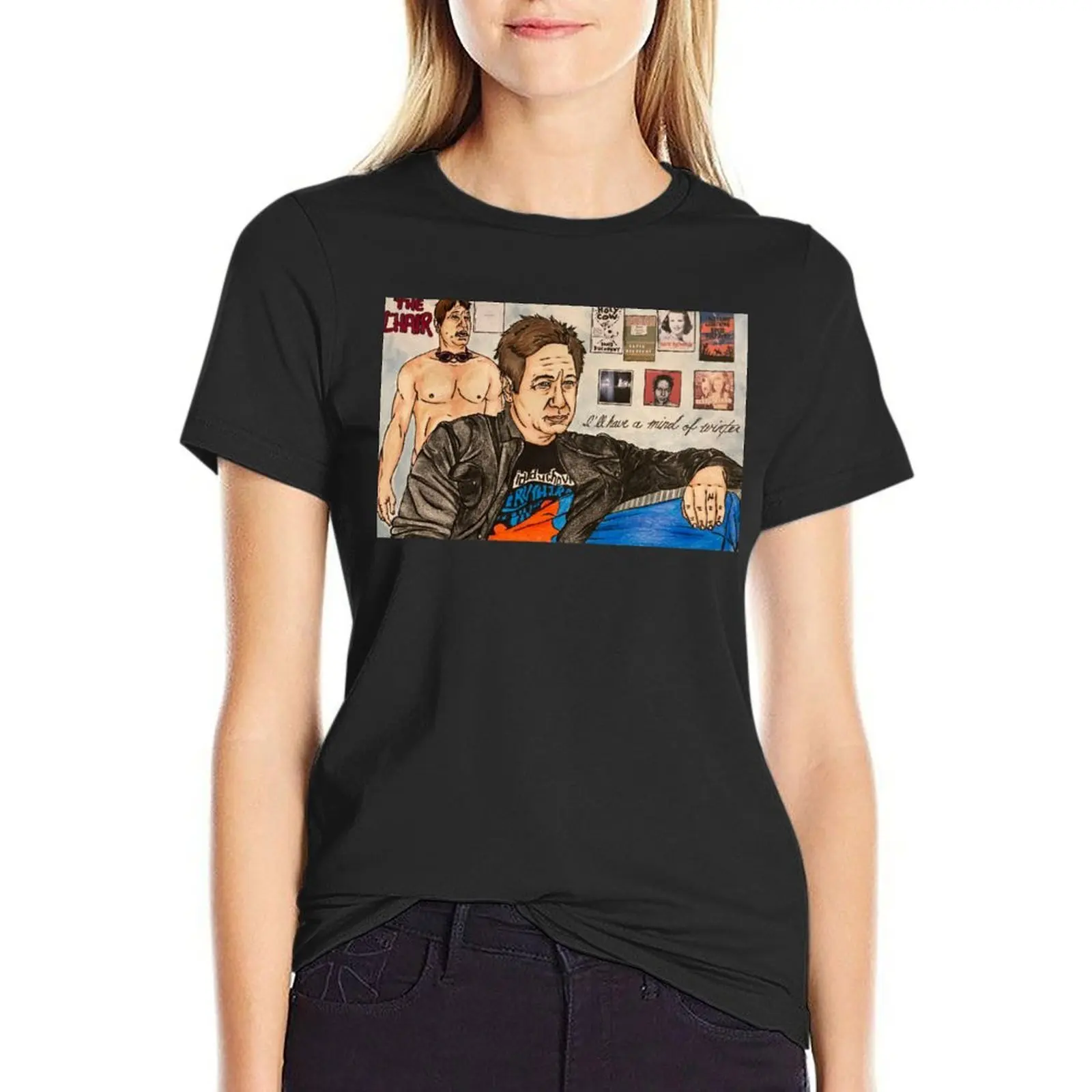 David Duchovny in the Chair T-Shirt tees funnys Aesthetic clothing Woman fashion