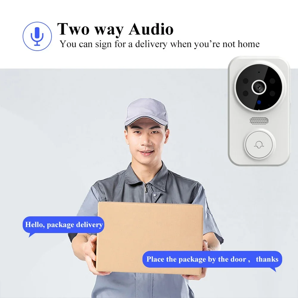HD WiFi Wireless Video Doorbell with Chime Two Way Audio Night Vision APP Remote Monitoring for Home Office Villa