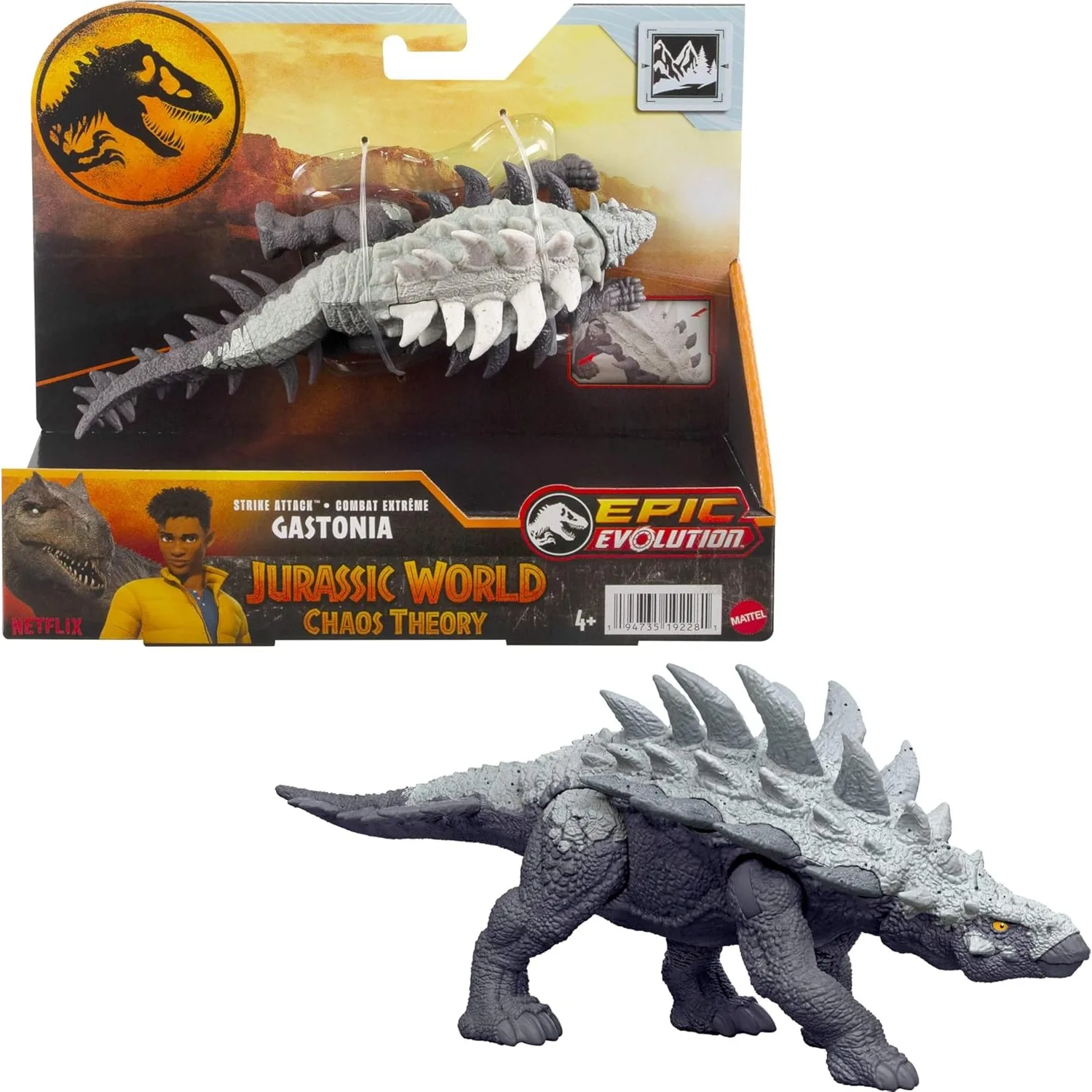 Original Mattel Jurassic World Strike Attack Dinosaur Toy with Movable Joints Gastonia Action Figure Toys for Boys Dinossauro