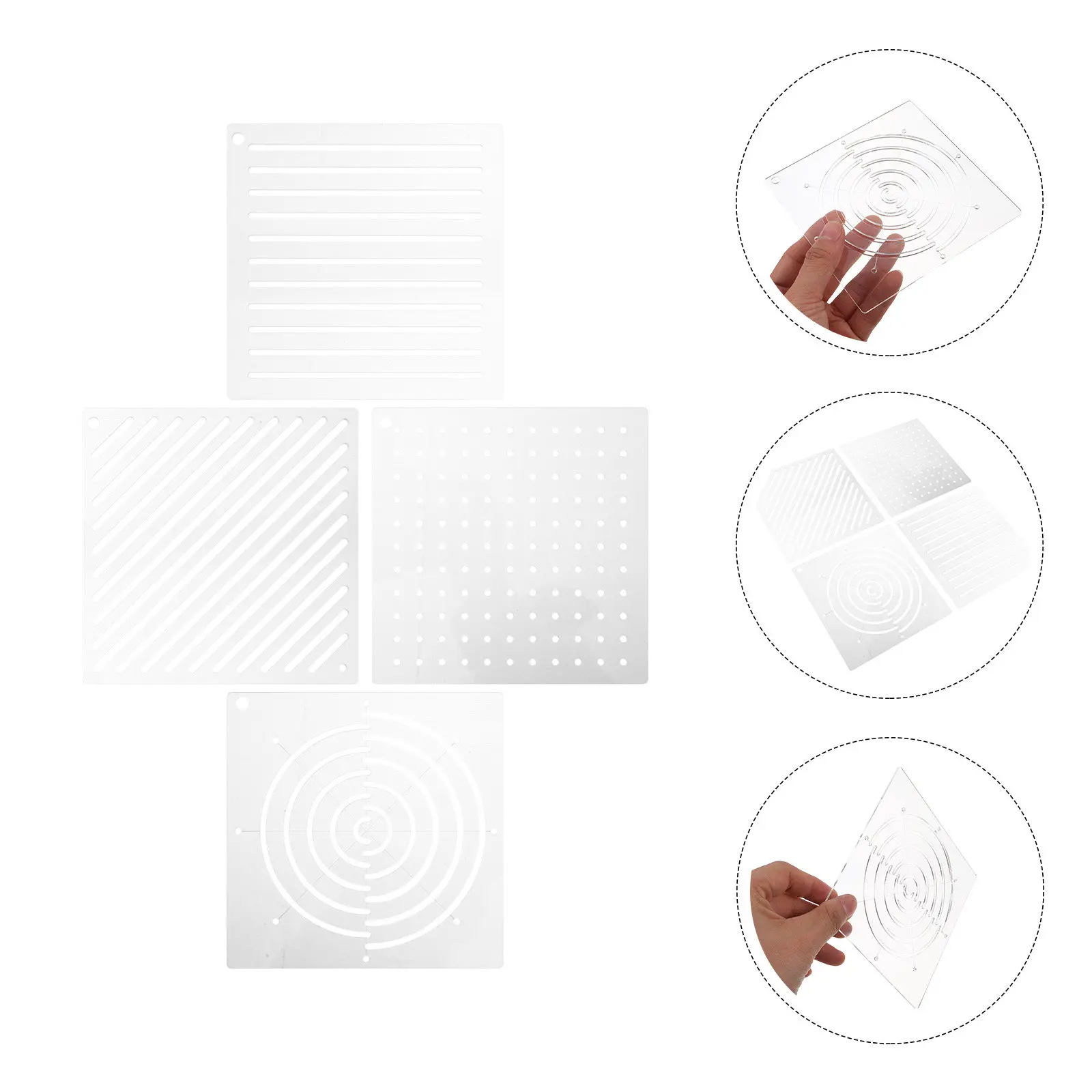 

4Pcs Acrylic Quilting Template Ruler Set Transparent Geometric Patterns for Embroidery Stencils Quilting Stencil Drawing