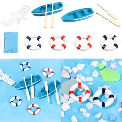 Mini Paddle Boat Beach Chair Sea View Decoration Ornaments Micro Landscape DIY Fairy Garden Miniature Dollhouse Accessories