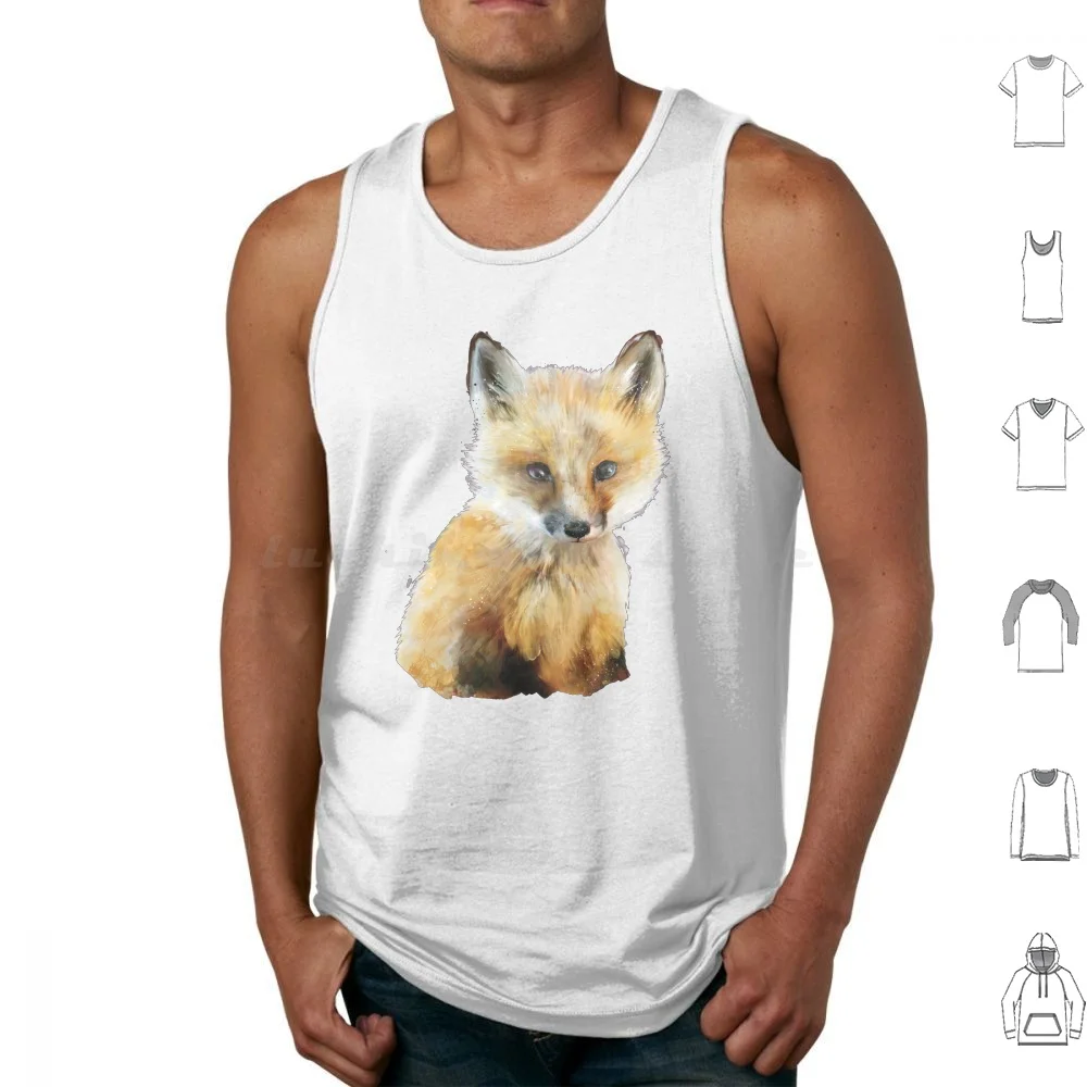 Little Fox Tank Tops Print Cotton Fox Baby Baby Fox Little Small Animals Little Collection Series Woodland Wild Wildlife