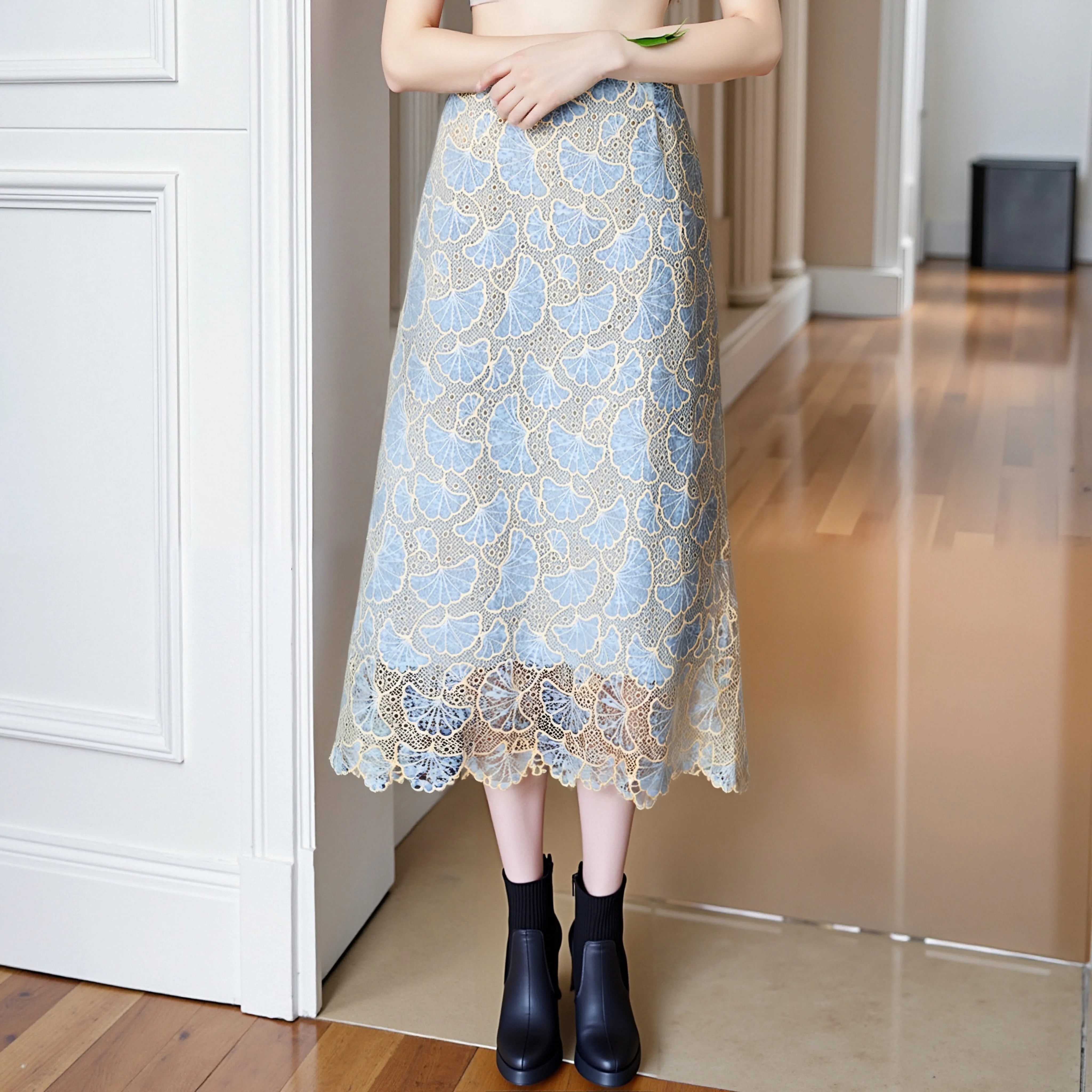 

New Chinese style fashionable elegant socialite high-end temperament embroidered design skirt