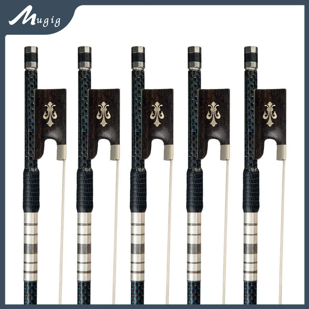 Mugig 5PCS 4/4 Size Violin Carbon Fiber Violin Bow Standard Violin Bow W/ Ebony Frog Well Balance For Violinist Players Bows