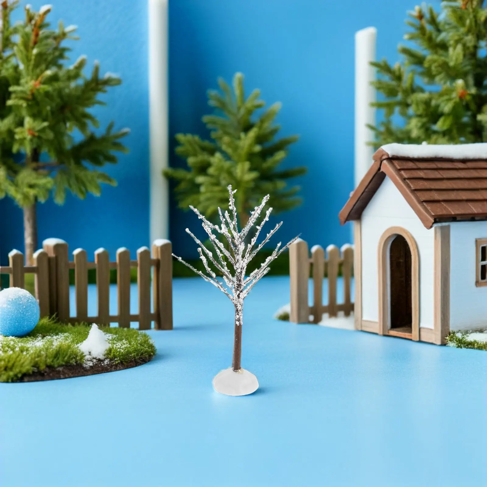 

Набор из 6 миниатюрных реалистичных пластиковых деревьев с эффектом снега и инея для архитектурных диорам и поделок, миниатюрные зимние деревья