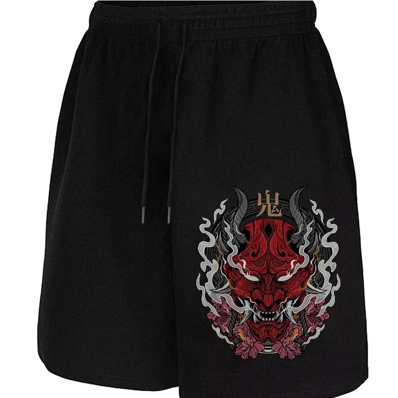 

Summer outdoor fitness shorts ghost mask red and black printed shorts casual shorts