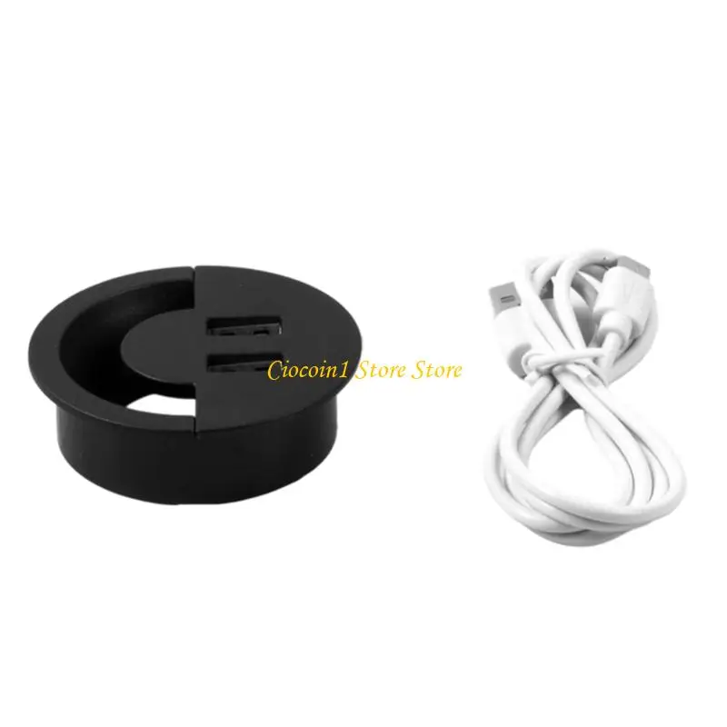 A3PC Desk Round Cable Grommet Line Holder with 2 Port USB for Laptop Accessories