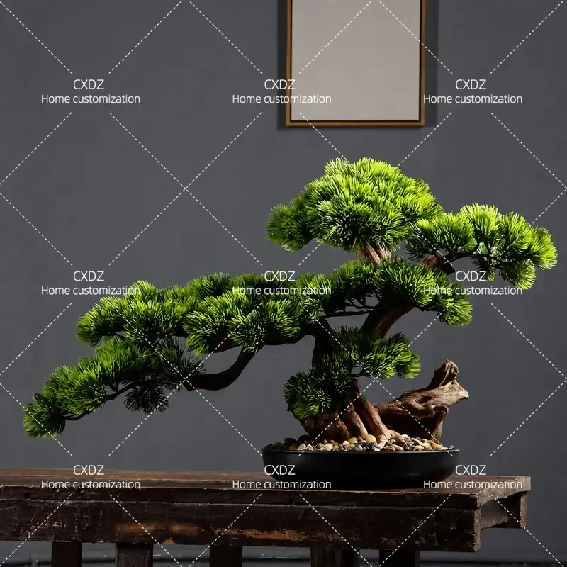 Simulated Welcome Pine Luo Hansong Bonsai Light Luxury Green Plant Ornament Landscape Hotel Decoration Bionic New Chinese Zen