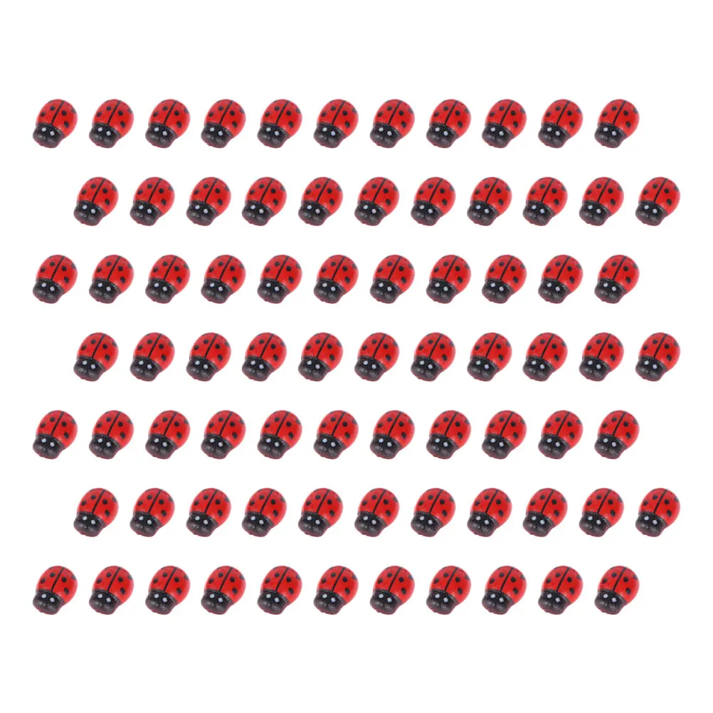 Garden Ladybug Stickers Outdoor Ornaments Metal Insect Statue Wood Mini Resin Ladybugs Figurine