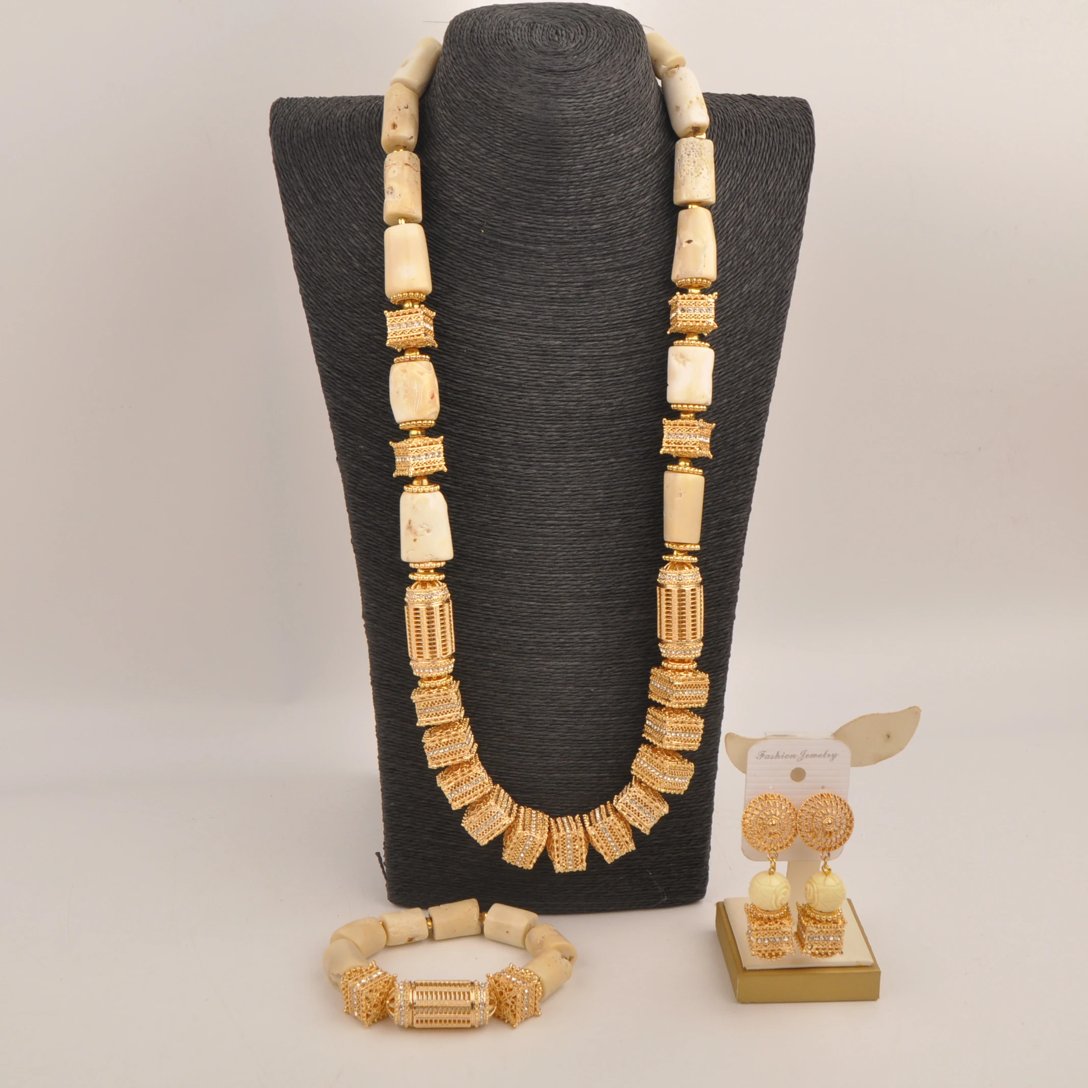 

Natural white coral necklace Nigeria Wedding Fashion jewelry set Africa