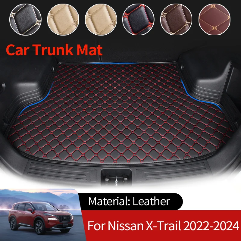 

for Nissan X-Trail X Trail Rogue 5 Saet T33 2022 2023 Leather Car Trunk Mats Waterproof Rear Cargo Cover Carpet Tail Boot Liner