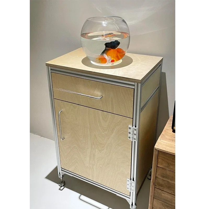 Simple solid wood porch chest cabinet storage  solid wood dining side  movable side cabinet living room