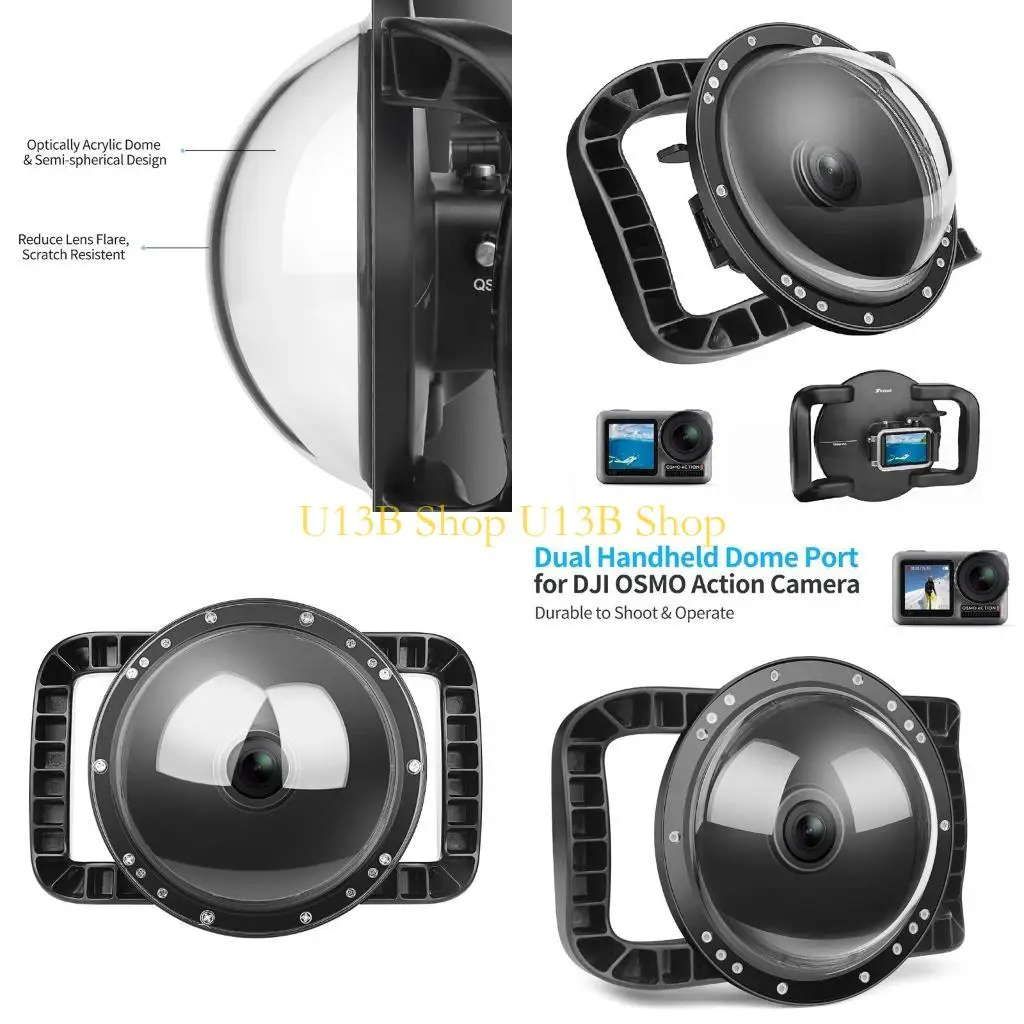 u13b-compativel-com-camera-acessorios-para-camera-esportiva-capa-a-prova-d'agua-subaquatica-para-mergulho-capa-preta-da
