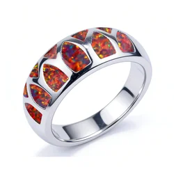 Unique Design Brilliant Color Fire Opal Ring For Women Cocktail Ring Party Accessories Fashion Jewelry Precious Gift for Unisex