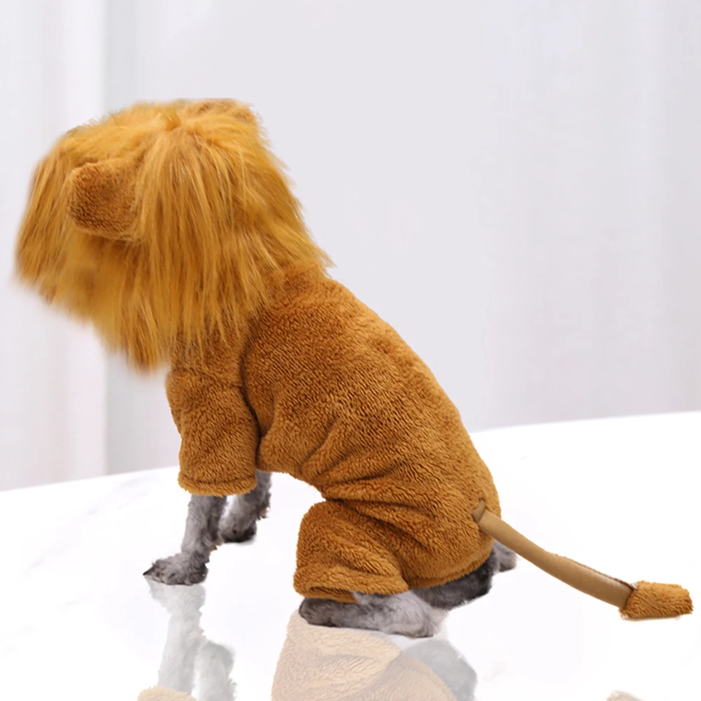 

Lion Costume Warm Clothes Halloween Party Cosplay Adorable Unique Serviceable Lasting Pet Party Outfit Cozy