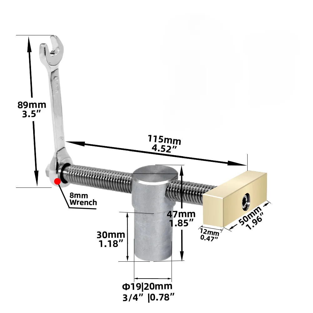 Adjustable Workbench Beach Gog Screw Clamp Suitable For 19mm/20mm Dog Hole Stainless Steel Brass Adjustable Stopper Suitable