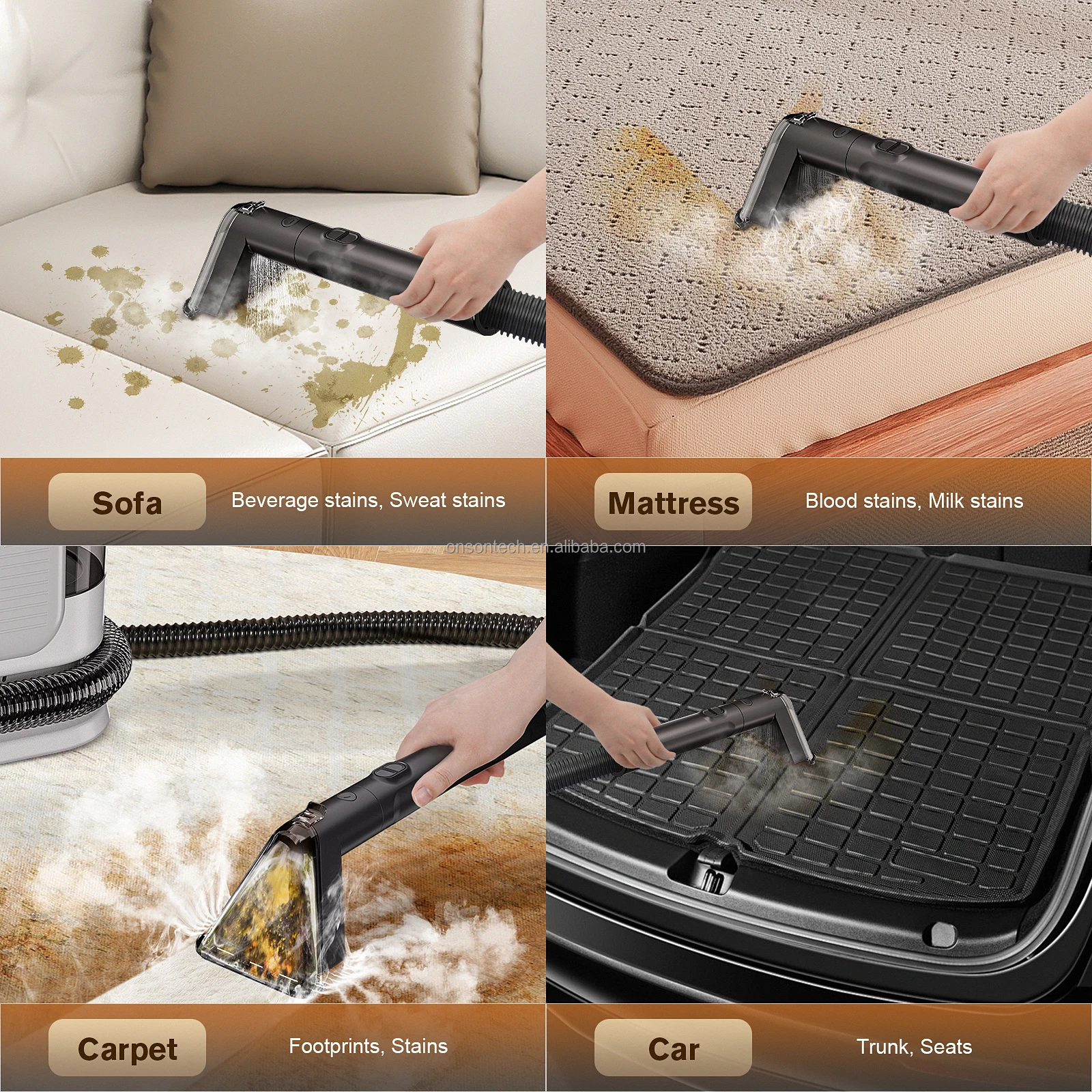 Pulitore a vapore portatile, bagnato e asciutto, per tappezzeria, divano, lavaggio, aspirapolvere per tappeti