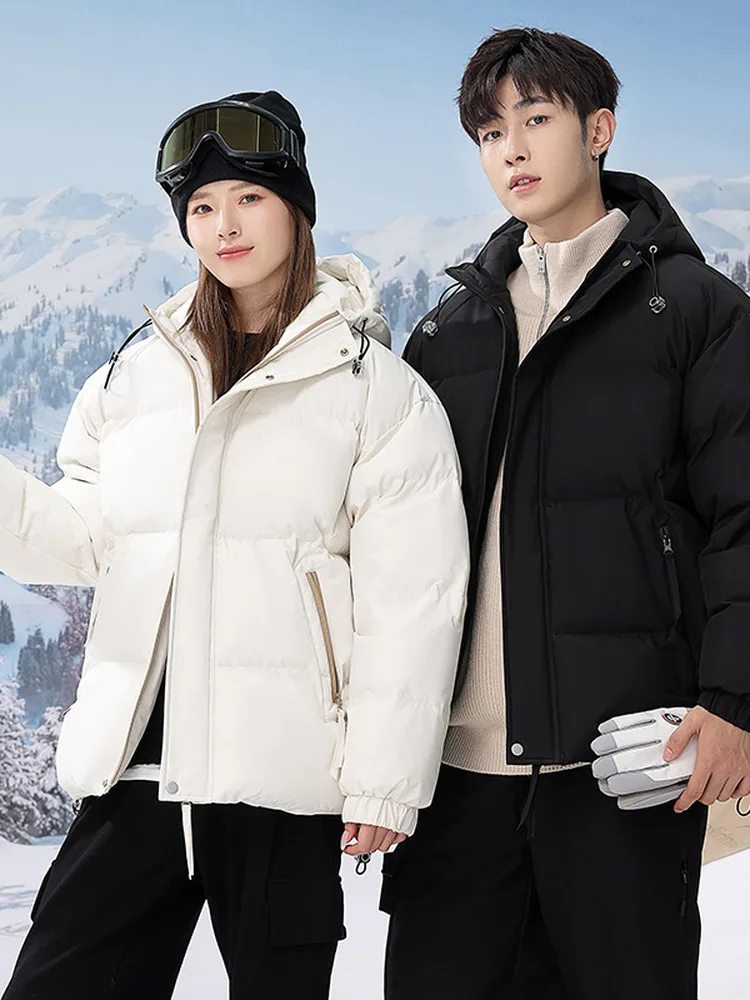 

ex High-loft Anti-wind Waterproof Hooded down Jaet Warmth Protection Faionable Urban Sle Long Sve Zipper Closure