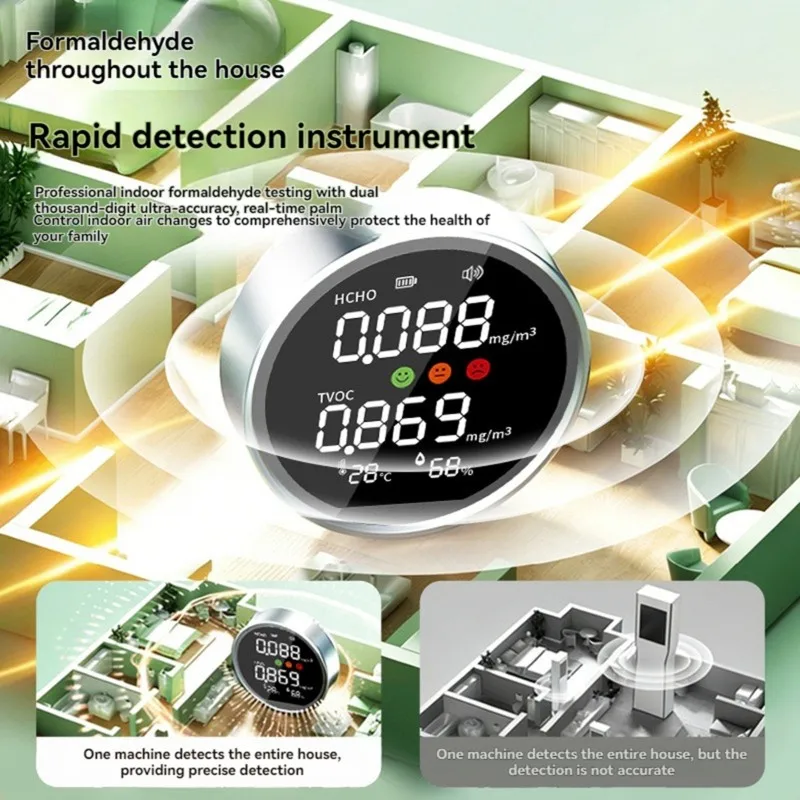 T19C USB Powered 4-In-1 Formaldehyde Detector CO2 Dust Particle Counter For Indoor For Air Quality Testing